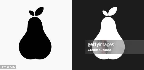stockillustraties, clipart, cartoons en iconen met pear pictogram op zwart-wit vector achtergronden - peer
