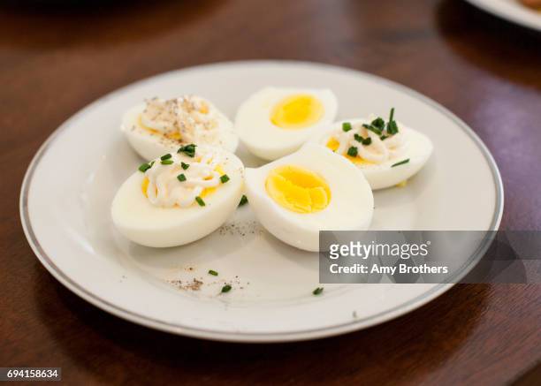 Hard-boiled eggs with mayonnaise, chives, and salt and pepper. Bill St John demonstrates the best way to cook eegs: fired eggs, poached eggs,...