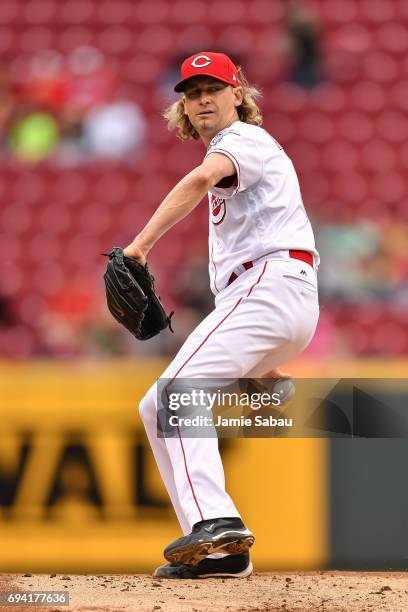 Bronson Arroyo of the Cincinnati Reds pitches against the St. Louis Cardinals at Great American Ball Park on June 7, 2017 in Cincinnati, Ohio.