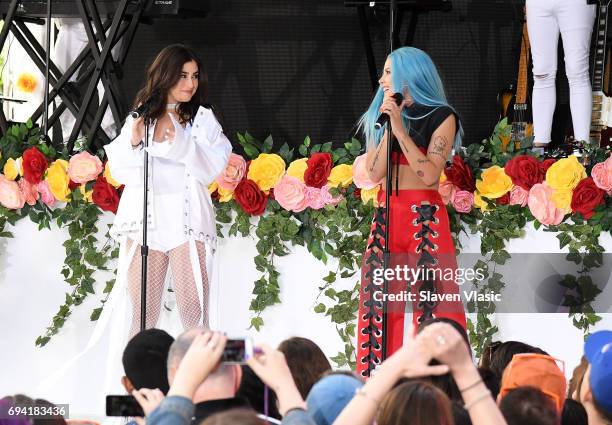 Singers Lauren Jauregui and Halsey perform on NBC's "Today" at Rockefeller Plaza on June 9, 2017 in New York City.