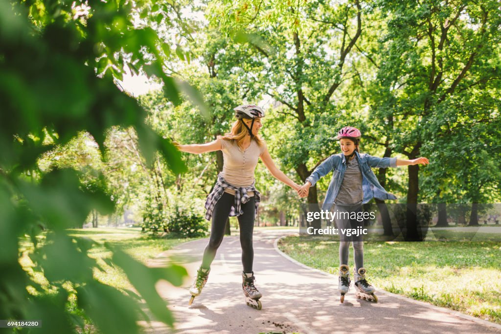 Family roller skating