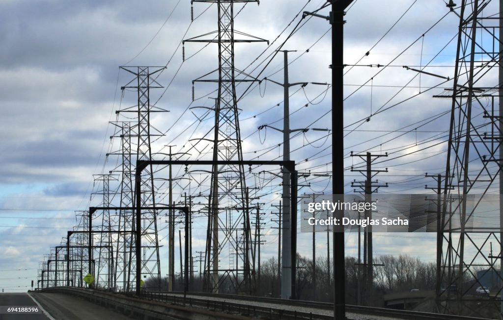 Multiple overhead power lines