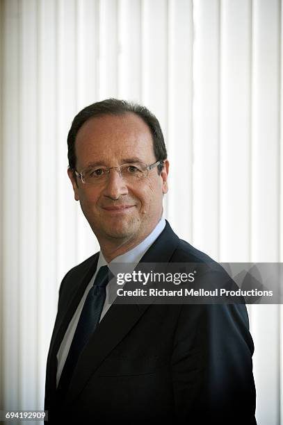 French Socialist Party presidential candidate François Hollande at his headquarters during the presidential campaign, Paris, 30th March 2012.