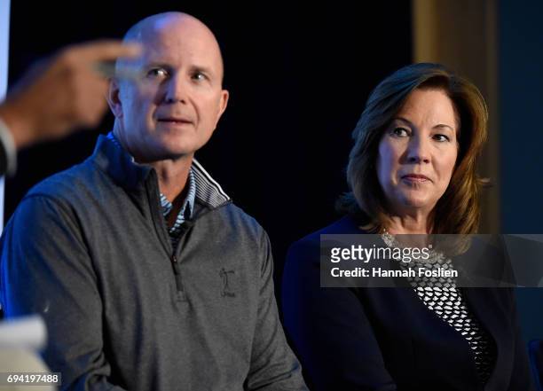Of the LPGA, Jon Podany, and Chairman and CEO KPMG U.S., Lynne Doughtie speak at the 2019 KPMG Women's PGA Championship Announcement on June 9, 2017...