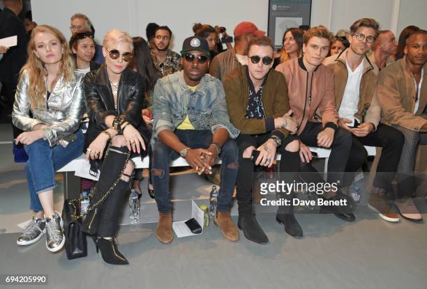 Vala Noren, Noomi Rapace, Azuka Ononye, Danny Jones, Oliver Cheshire, Darren Kennedy and Eric Underwood attend the Oliver Spencer SS18 Catwalk Show...