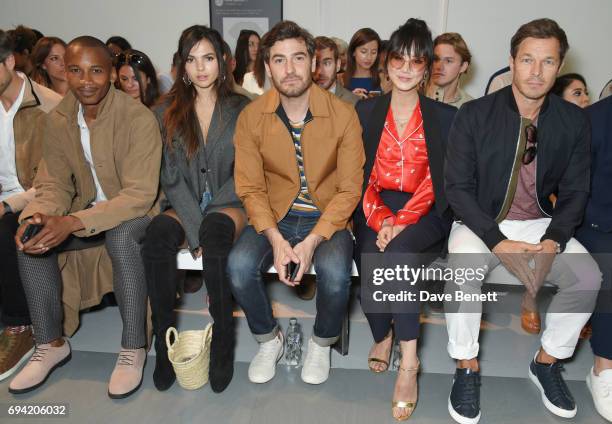 Eric Underwood, Doina Ciobanu, Robert Konjic, Betty Bachz and Paul Sculfor attend the Oliver Spencer SS18 Catwalk Show during London Fashion Week...