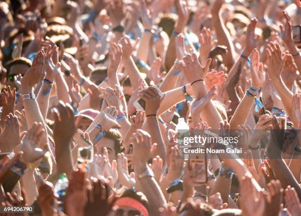 Festivalgoers are seen during 2017 Governors Ball Music Festival - Day 2 at Randall's Island on June 3, 2017 in New York City.