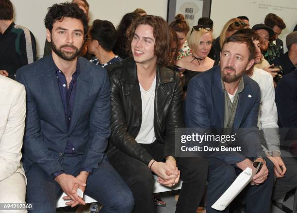 Aidan Turner, Willow Robinson and Ralph Ineson attend the Oliver Spencer SS18 Catwalk Show during London Fashion Week Men's June 2017 on June 9, 2017...