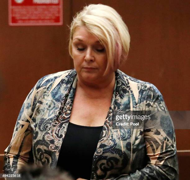 Samantha Geimer appears in court at the Clara Shortridge Foltz Criminal Justice Center on June 9, 2017 in Los Angeles, California. Geimer was...