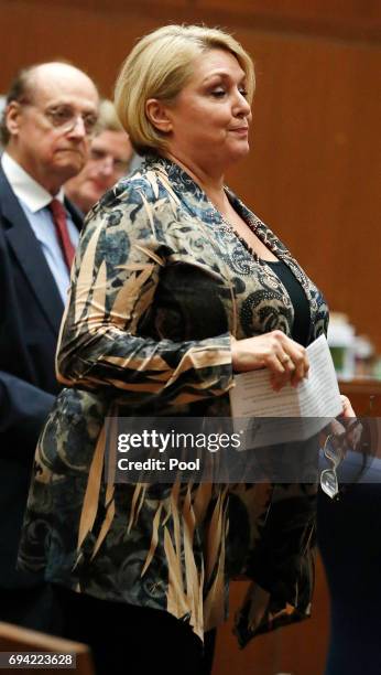 Samantha Geimer appears in court at the Clara Shortridge Foltz Criminal Justice Center on June 9, 2017 in Los Angeles, California. Geimer was...