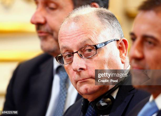 Argentine ambassador in France and newly appointed Foreign Minister Jorge Faurie a press conference as part of an official visit of German Chancellor...