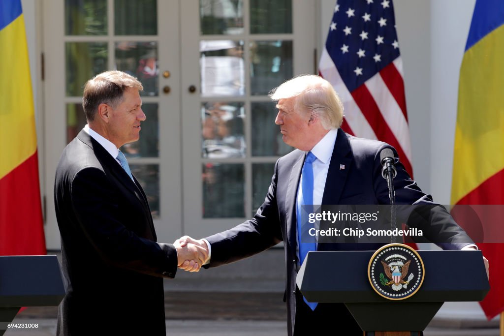 President Trump Holds News Conference With President Of Romania Klaus Iohannis