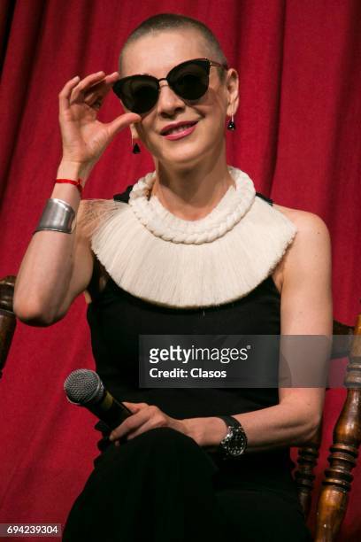 Mexican actress Edith Gonzalez poses during the press conference to announce the play 'Un Dia Particular' at San Jeronimo Theater on June 08, 2017 in...