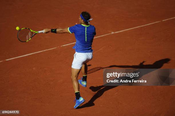 Rafael Nadal of Spain during the day 13 of the French Open at Roland Garros on June 9, 2017 in Paris, France.