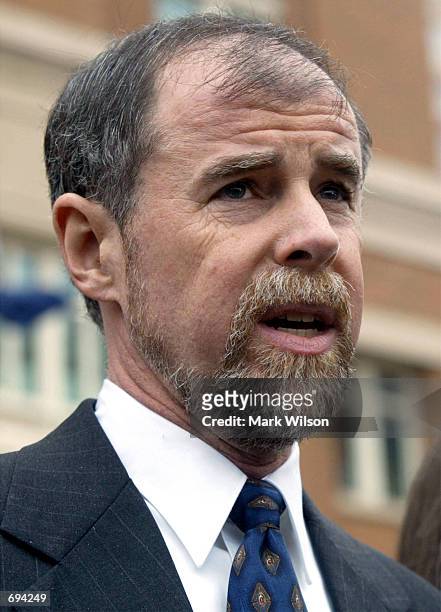 Frank Lindh, father of American Taliban fighter John Walker Lindh, prepares to speak to the media after their son made his first appearance in...