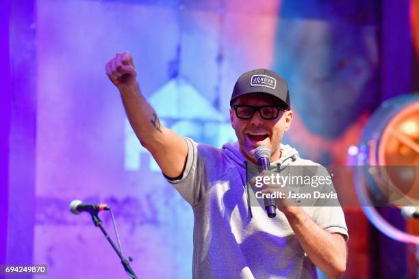 Radio personality Bobby Bones speaks onstage at the HGTV Lodge during CMA Music Fest on June 9, 2017 in Nashville, Tennessee.