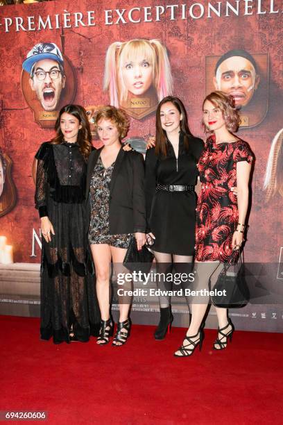 Vanessa Guide, Delphine Baril, and Natoo, during the "Le Manoir" Paris Premiere photocall at Le Grand Rex on June 9, 2017 in Paris, France.