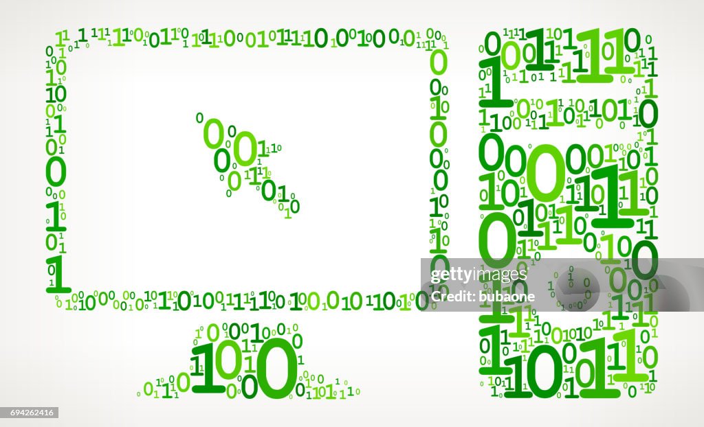 Computer Desktop Binary Code Zero One Vector Illustration High-Res ...