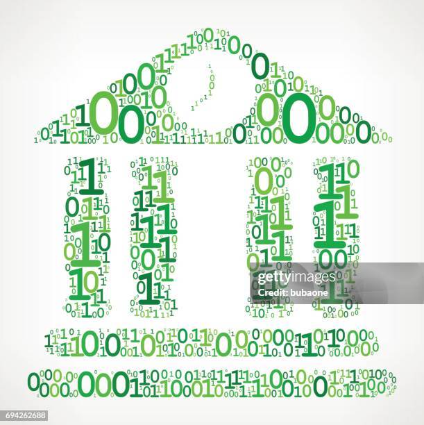 building & clock binary code zero one vector illustration - binary code building stock illustrations