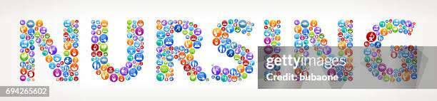 nursing future and futuristic technology vector buttons. - learn more web button stock illustrations