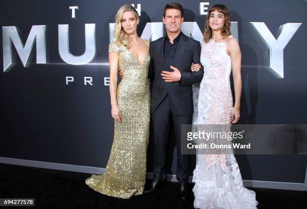 Annabelle Wallis, Tom Cruise and Sofia Boutella attend "The Mummy" Fan Event at AMC Loews Lincoln Square on June 6, 2017 in New York City.