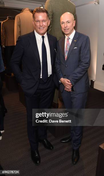 Andrew Maag CEO Dunhill and Dylan Jones attend the dunhill London presentation during the London Fashion Week Men's June 2017 collections on June 9,...