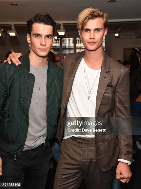 Harry Rowley and Sam Harwood attend the dunhill London presentation during the London Fashion Week Men's June 2017 collections on June 9, 2017 in...