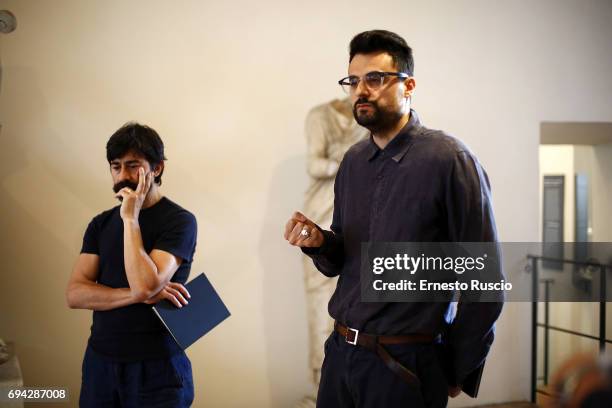 Actor Luigi Lo Cascio and writer Gabriele Tinti read 'Rovine' by Gabriele Tinti at Palazzo Altemps on June 9, 2017 in Rome, Italy.