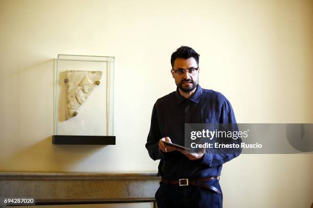 Writer Gabriele Tinti reads 'Rovine' by Gabriele Tinti at Palazzo Altemps on June 9, 2017 in Rome, Italy.