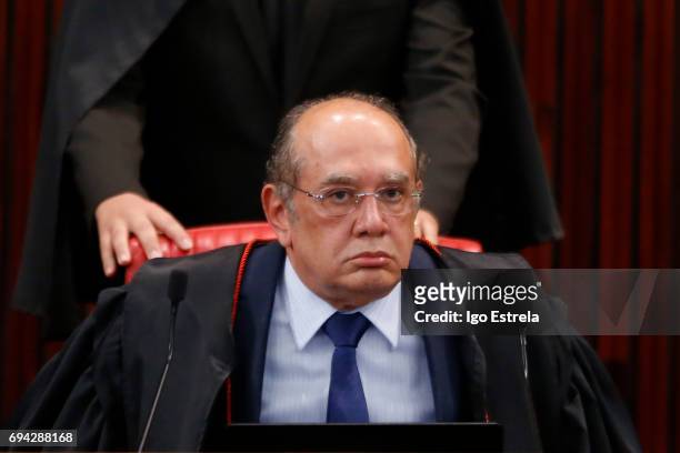 Superior Electoral Court President Gilmar Mendes attends a court session on June 9, 2017 in Brasilia, Brazil, The court is deciding whether to annul...