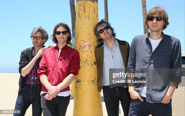 Laurent Brancowitz, Deck D'arcy, Christian Mazzalai and Thomas Mars of Phoenix celebrate the release of their new album 'Ti Amo' on June 09, 2017 in...