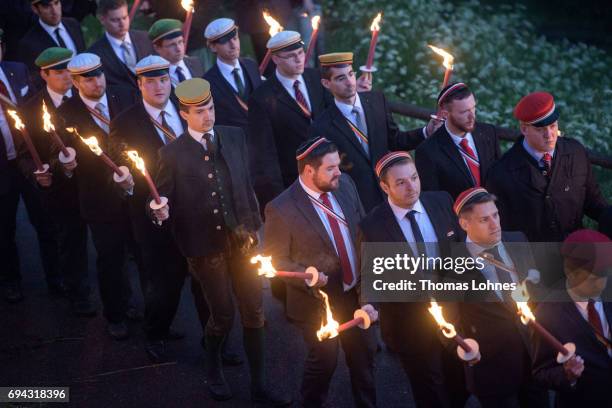 Members of Burschenschaften, the tradition-rich fraternities of German universities, gather for a torchlight processionat to the Burschenschaften...