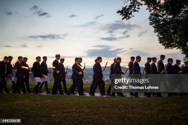 Members of Burschenschaften, the tradition-rich fraternities of German universities, gather for a torchlight processionat to the Burschenschaften...