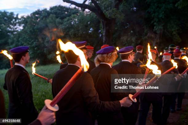 Members of Burschenschaften, the tradition-rich fraternities of German universities, gather for a torchlight processionat to the Burschenschaften...