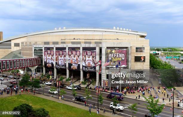 General view of the arena before Game 4 of the 2017 NBA Finals between the Golden State Warriors and the Cleveland Cavaliers at Quicken Loans Arena...