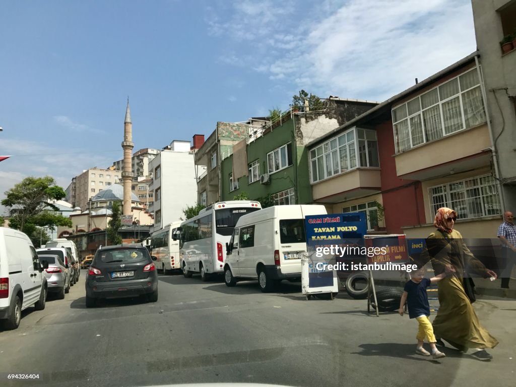 Classic street view in Istanbul in the behind Mecidiyekoy District.