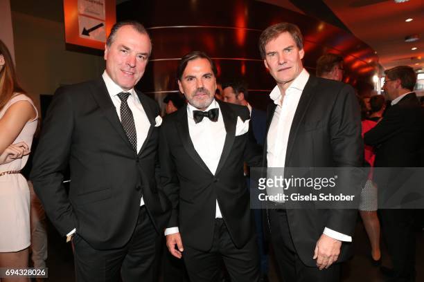 Clemens Toennies, manager of Schalke 04 and Volker Struth, manager of Toni Kroos and Carsten Maschmeyer during the Toni Kroos charity gala benefit to...