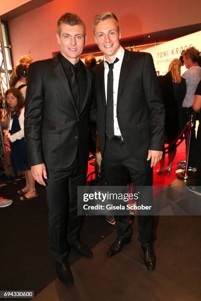 Soccer player Toni Kroos and his brother Felix Kroos during the Toni Kroos charity gala benefit to the Toni Kroos Foundation at 'The Palladium' on...