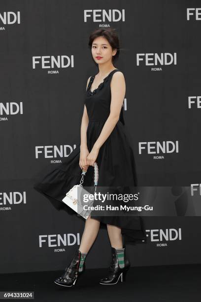 Suzy of South Korean girl group Miss A attends the photo call for 'FENDI' Boutique at Galleria Department Store on June 9, 2017 in Seoul, South Korea.
