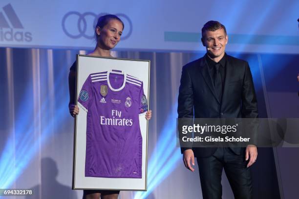 Soccer player Toni Kroos and Kai Pflaume during the Toni Kroos charity gala benefit to the Toni Kroos Foundation at 'The Palladium' on June 9, 2017...