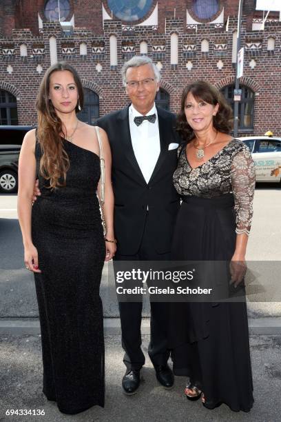 Wolfgang Bosbach and his wife Sabine Bosbach and his daughter Caroline during the Toni Kroos charity gala benefit to the Toni Kroos Foundation at...