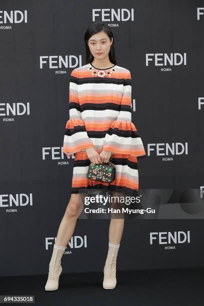 Model Kim Sung-Hee attends the photo call for 'FENDI' Boutique at Galleria Department Store on June 9, 2017 in Seoul, South Korea.