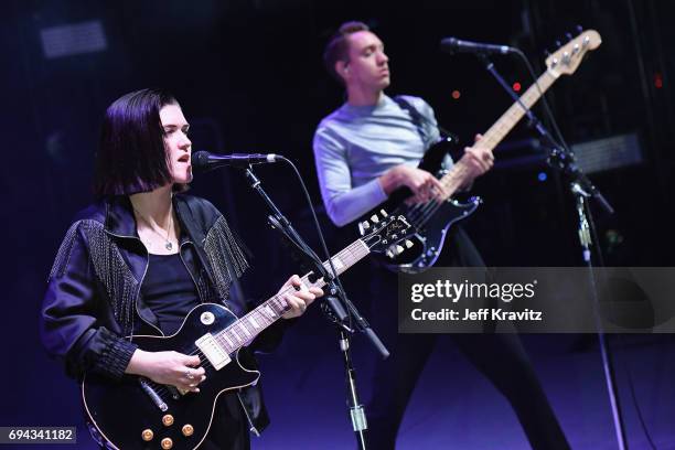 Recording artists Romy Madley Croft and Oliver Sim of The xx perform onstage at What Stage during Day 2 of the 2017 Bonnaroo Arts And Music Festival...