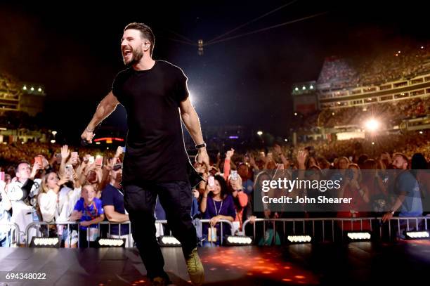 Sam Hunt performs on stage for day 2 of the 2017 CMA Music Festival on June 9, 2017 in Nashville, Tennessee.