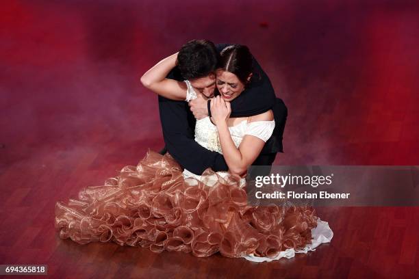 Vanessa Mai and Christian Polanc perform on stage during the final show of the tenth season of the television competition 'Let's Dance' on June 9,...