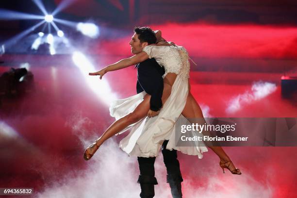 Vanessa Mai and Christian Polanc perform on stage during the final show of the tenth season of the television competition 'Let's Dance' on June 9,...