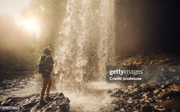 the wonderment of waterfall showers - hiking australia stock pictures, royalty-free photos & images