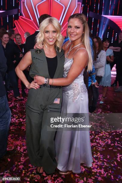 Cheyenne Pahde and Kathrin Menzinger during the final show of the tenth season of the television competition 'Let's Dance' on June 9, 2017 in...