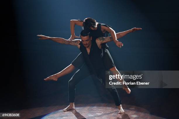 Giovanni Zarrella and Marta Arndt perform on stage during the final show of the tenth season of the television competition 'Let's Dance' on June 9,...