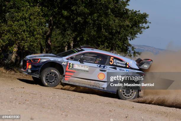Thierry Neuville of Belgium and Nicolas Gilsoul of Belgium compete in their Toyota Gazoo Racing WRT Toyota Yaris WRC during Day One of the WRC Italy...